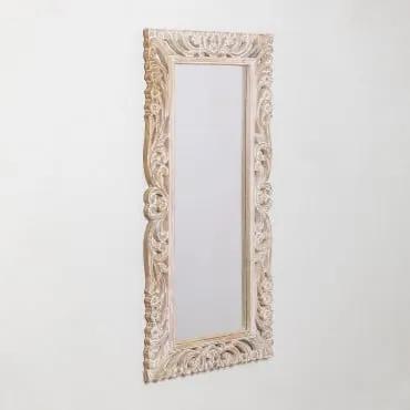 Specchio da Parete Rettangolare in Legno di Mango Zargor Legno Bianco - Sklum