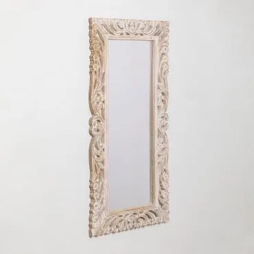 Specchio Da Parete Rettangolare In Legno Di Mango Zargor Legno Bianco Vintage - Sklum