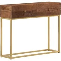 Tavolo Consolle 90x30x76 cm in Legno Massello di Mango e Ferro 371998