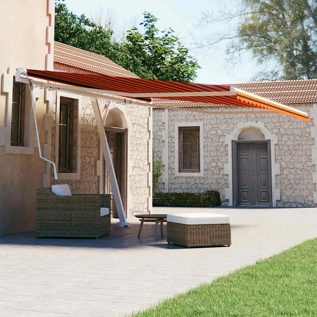 Tenda Retrattile Automatica Con Palo 400x300 Cm Arancio Marrone /