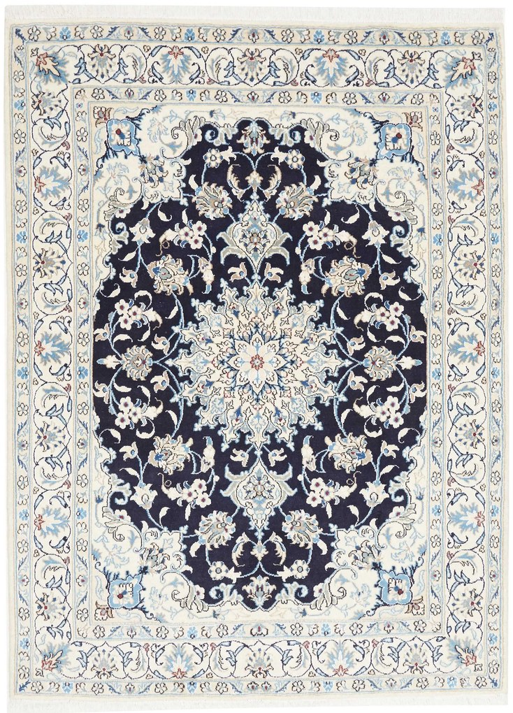 Nain Tappeto persiano 210x150 Blu (Iran) Annodato A Mano