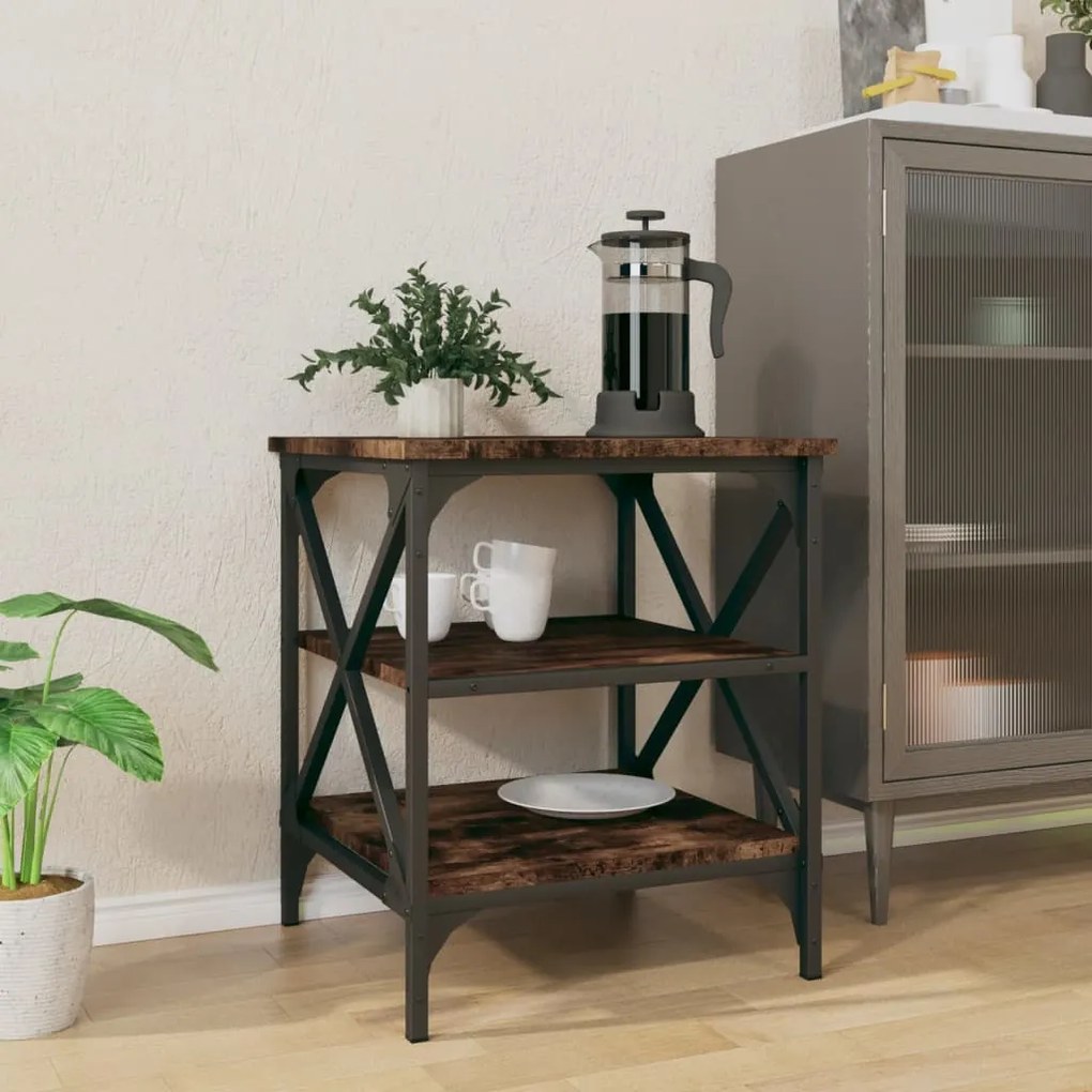 Tavolino da salotto rovere fumo 40x42x50cm in legno multistrato
