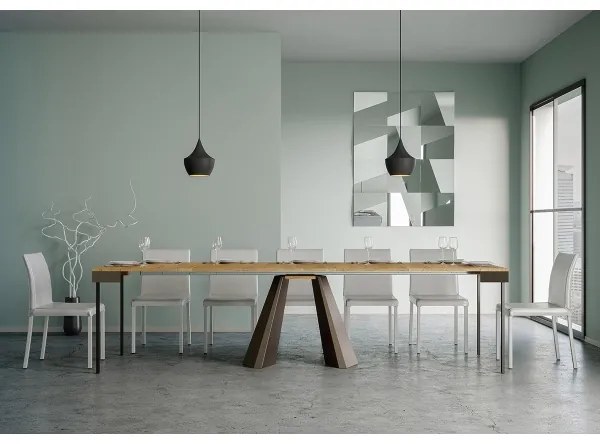 Consolle 90x40 cm allungabile a 300 cm DIAMANTE EVOLUTION Quercia Natura telaio Orso