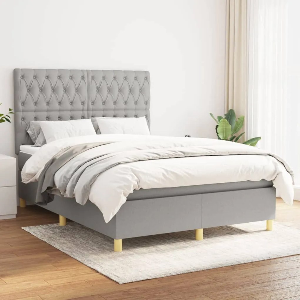 Giroletto A Molle Con Materasso Grigio Chiaro 140x200cm Tessuto /