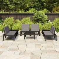 Set Divani da Giardino con Cuscini 6 pz in Plastica Grigio 3059834