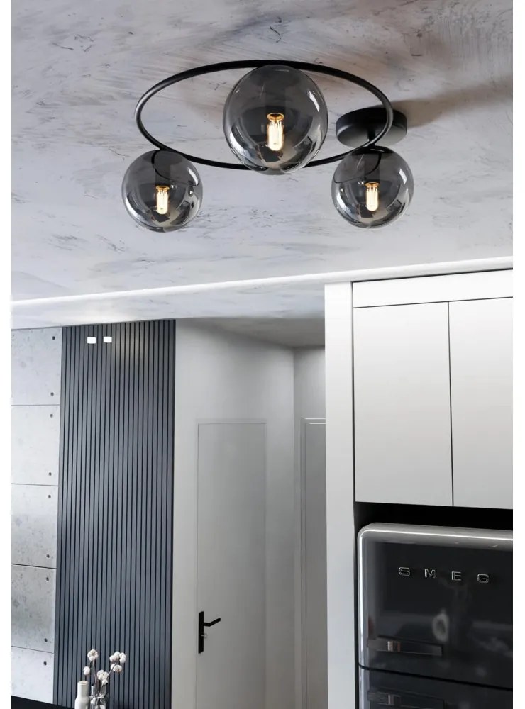 Lampada da soffitto in acciaio SOPRA 3 da interno 3xE14 Colore del corpo Nero e Grafite