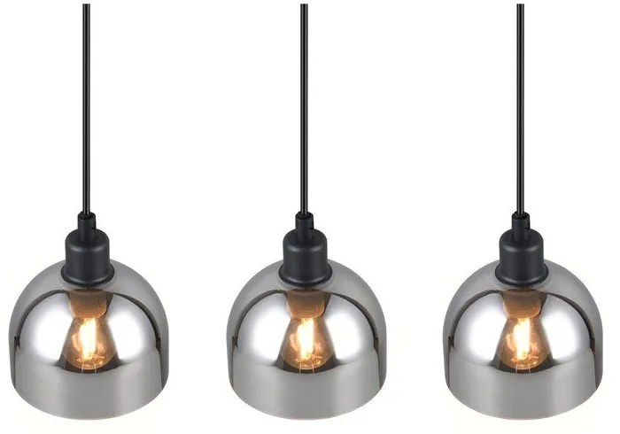 Lampadario nero/argentato con paralume in vetro Molly – Reality