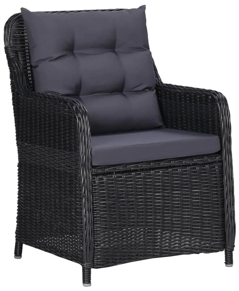 Set mobili da pranzo per giardino 3 pz nero