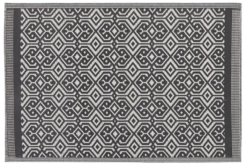 Tappeto da esterno nero con motivo geometrico 120 x 180 cm BARMER Beliani