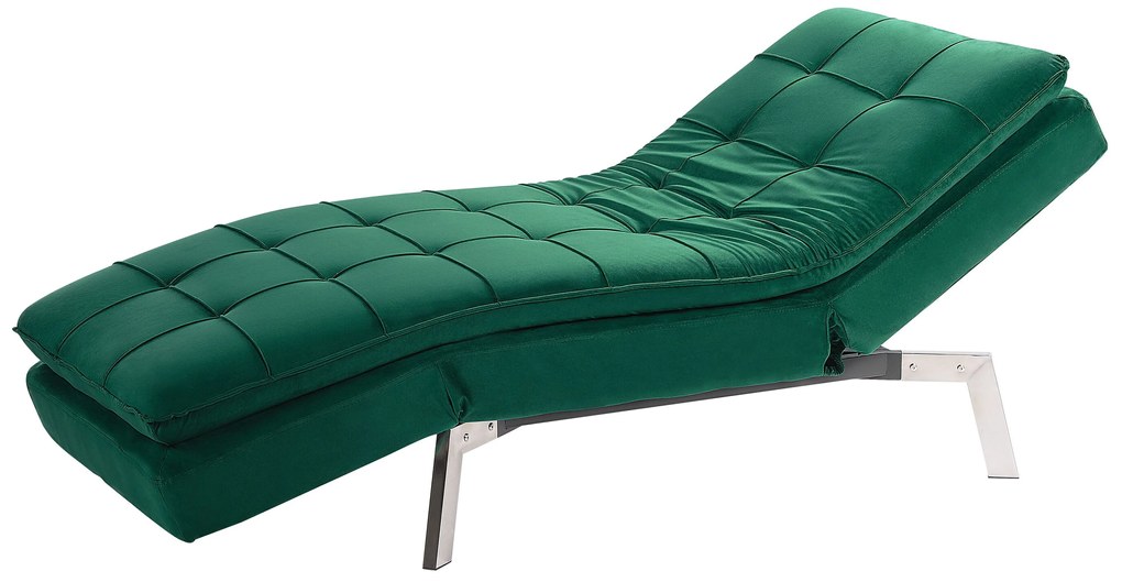 Chaise longue regolabile in velluto verde smeraldo LOIRET Beliani