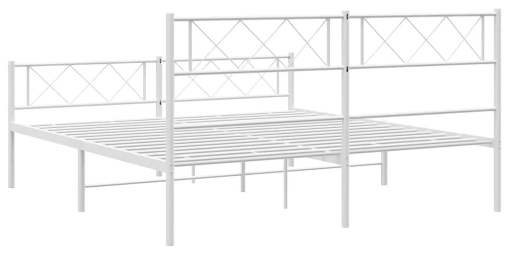 Giroletto con Testiera e Pediera Metallo Bianco 150x200 cm