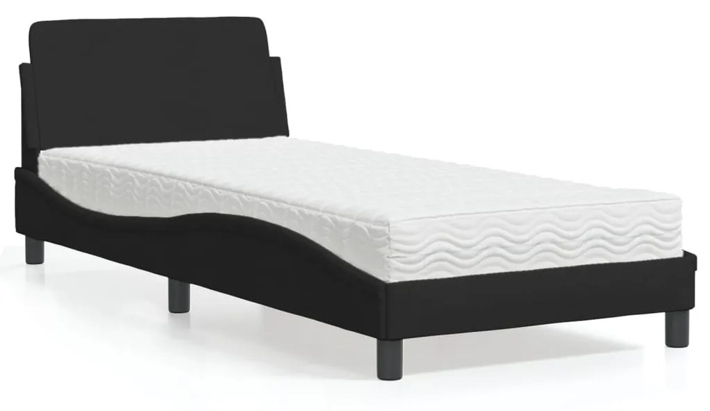 Letto Con Materasso Nero 90x190 Cm İn Tessuto /