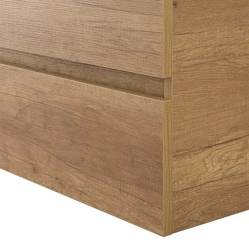 Mobile bagno sospeso 90 rovere naturale con base lavabo e cassetto Nadia