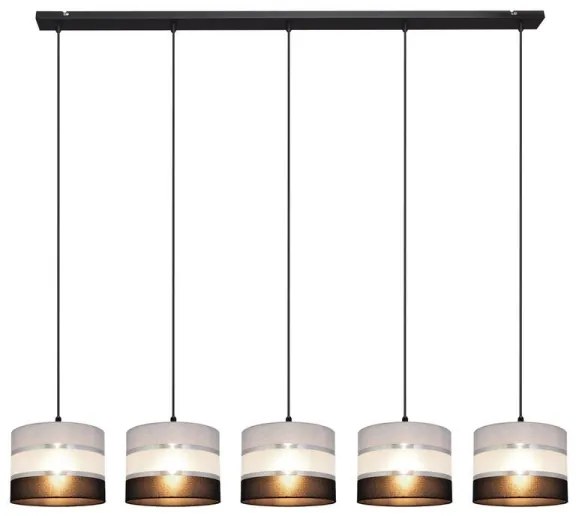 Lampadario a sospensione con filo HELEN 5xE27/15W/230V nero/grigio/argento
