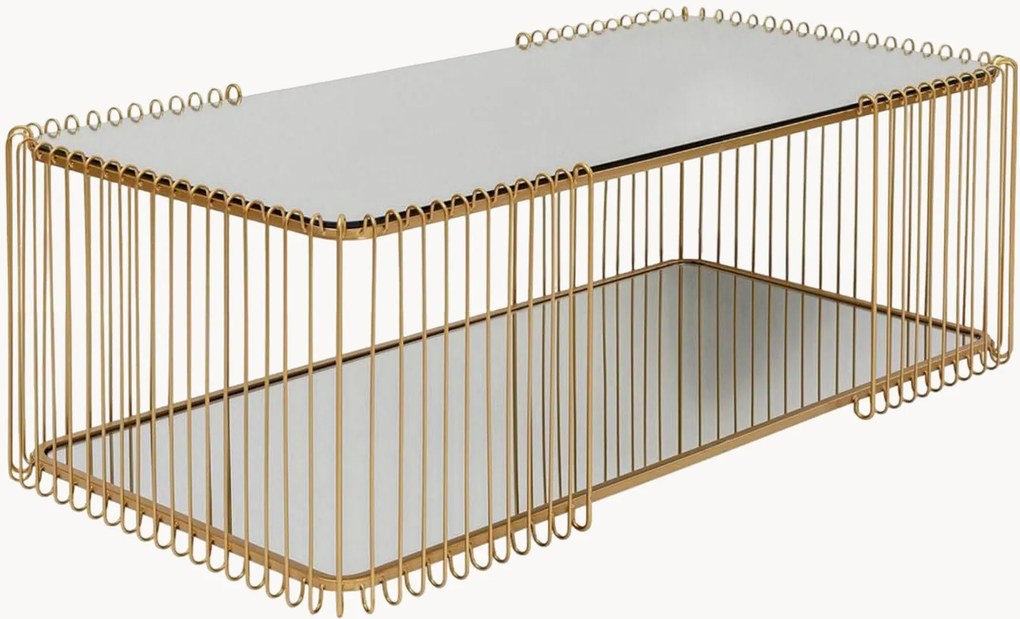 Tavolino da salotto con piano in vetro specchiato Wire
