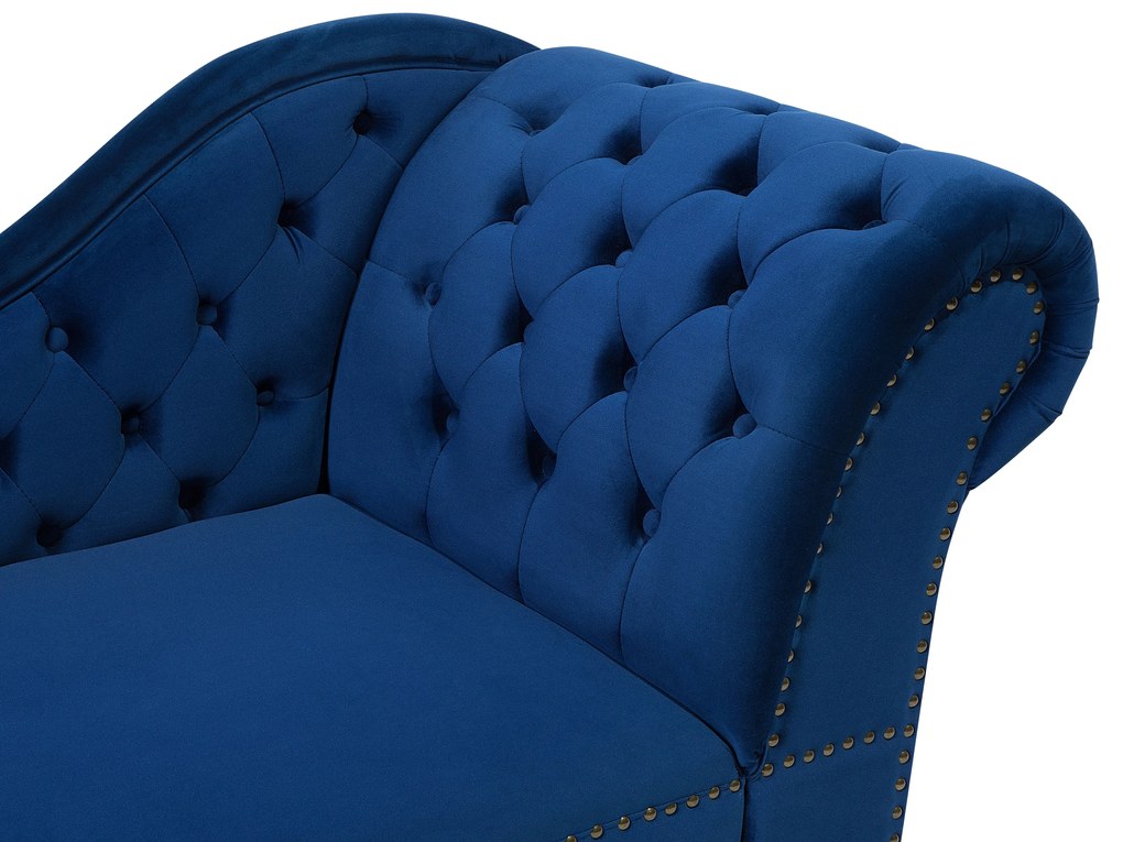 Chaise longue destra in velluto blu NIMES Beliani
