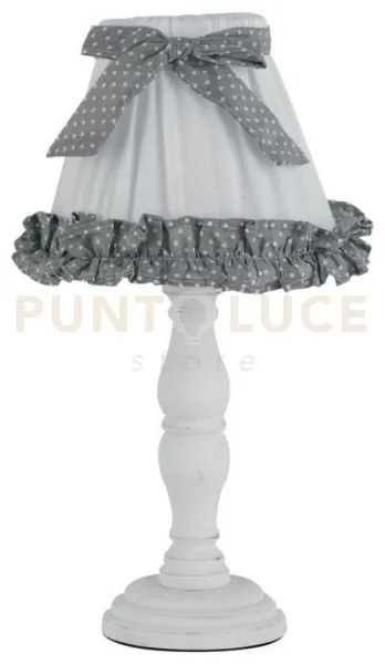 Lume candy bianco con legno 1 luce attacco e14 18x34cm con paralume