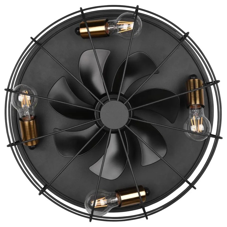 Plafoniera nera opaca con telecomando e ventilatore Trondheim – Trio