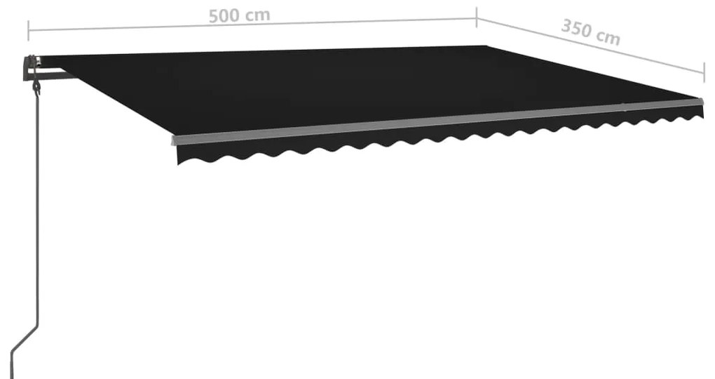 Tenda da Sole Retrattile Manuale con Pali 5x3,5 m Antracite