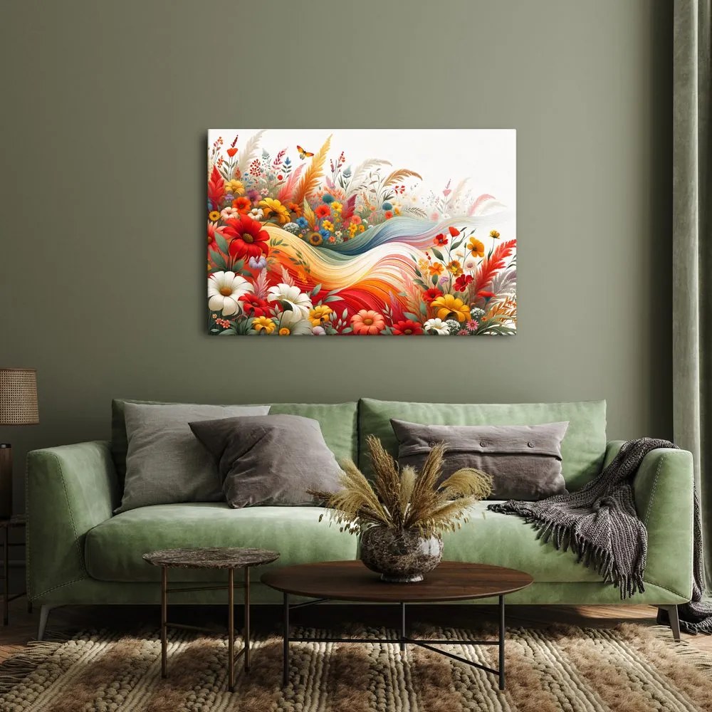 Quadro su tela – Prato colorato nel vento