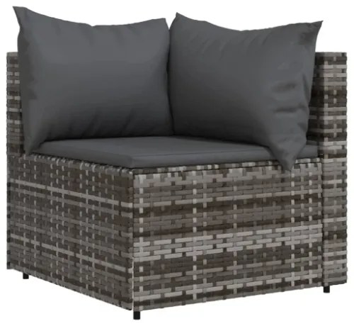 Set Divani da Giardino 3 pz con Cuscini in Polyrattan Grigio