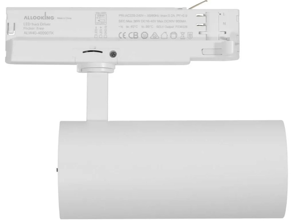 Faro LED 40W Dimmerabile 0-10V per Binario Trifase 38/60° Bianco CCT Colore Bianco Variabile CCT