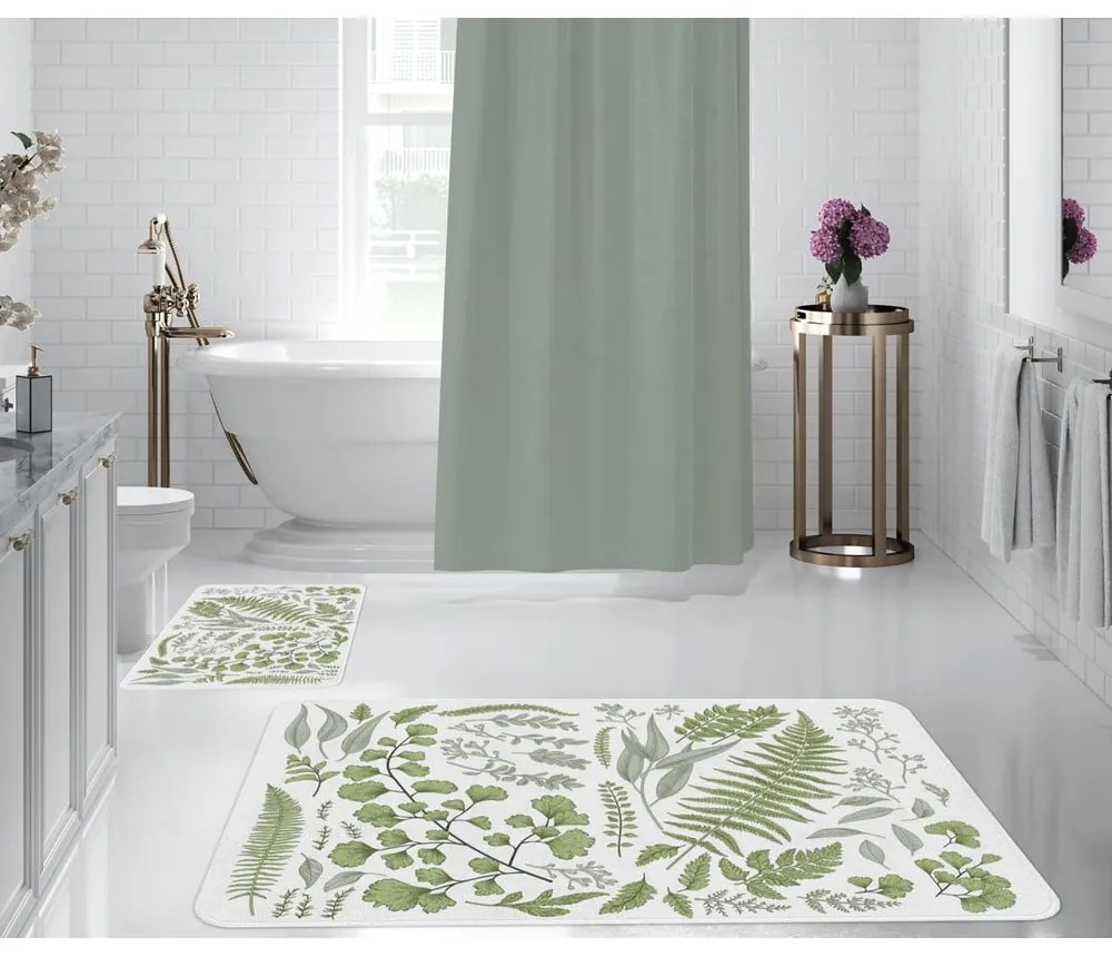 Tappetini da bagno bianco-verde in set di 2 pezzi - Oyo Concept