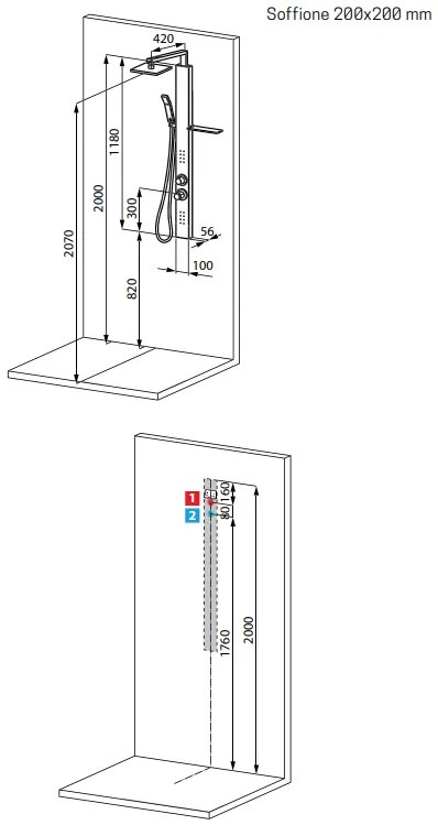 Novellini Revif Plus Colonna Attrezzata In Acciaio Inox Lucido Idromassaggio Con Soffione E Miscelatore Termostatico Cromo