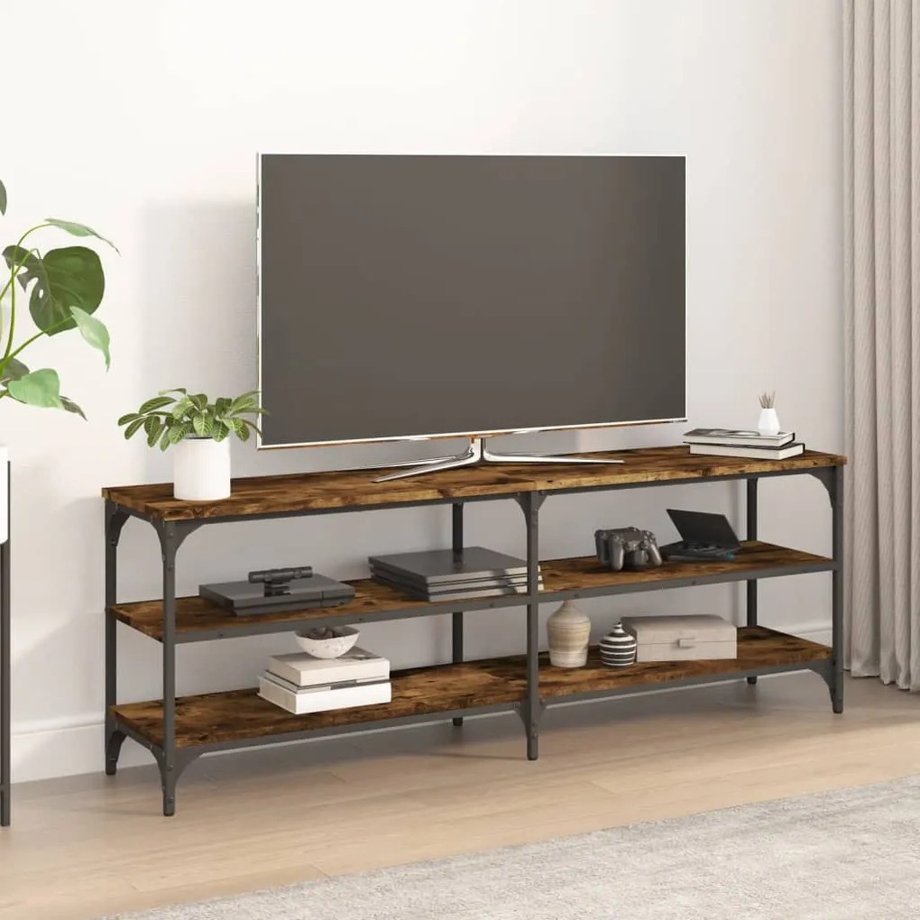 Mobile tv rovere fumo 140x30x50 cm in legno multistrato