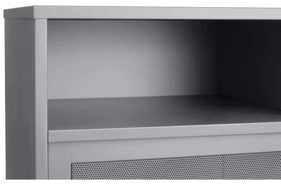 Armadietto grigio in metallo con ante scorrevoli 90x140x40 cm Veep – Unique Furniture