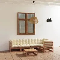 Set Divani da Giardino 6 pz con Cuscini Legno Massello di Pino 3076612