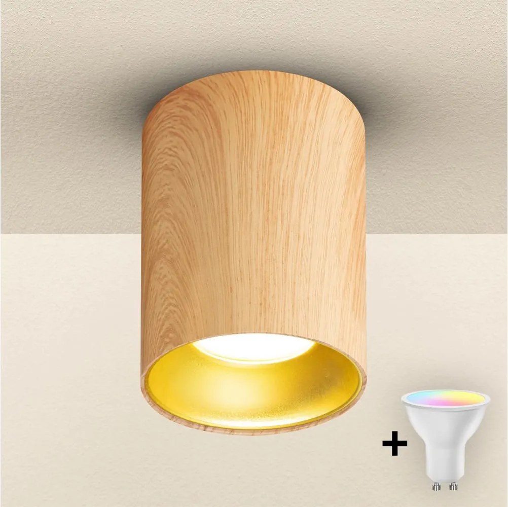 Brilagi - Faretto dimmerabile LED RGBW TRINE 1xGU10/6W/230V, finitura rovere