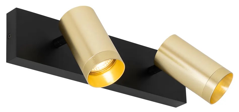 Faretto da soffitto nero con oro regolabile 2 luci - Jeana Luxe