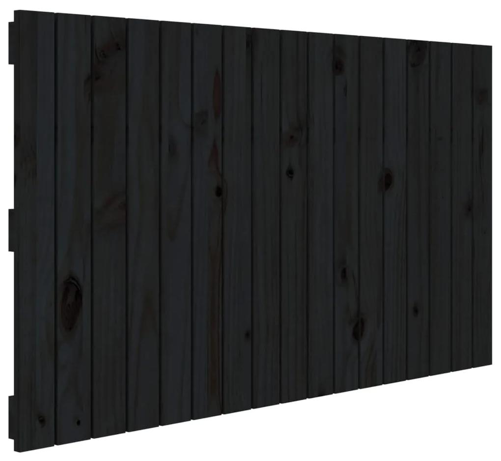 Testiera da parete nera 108x3x60 cm in legno massello di pino