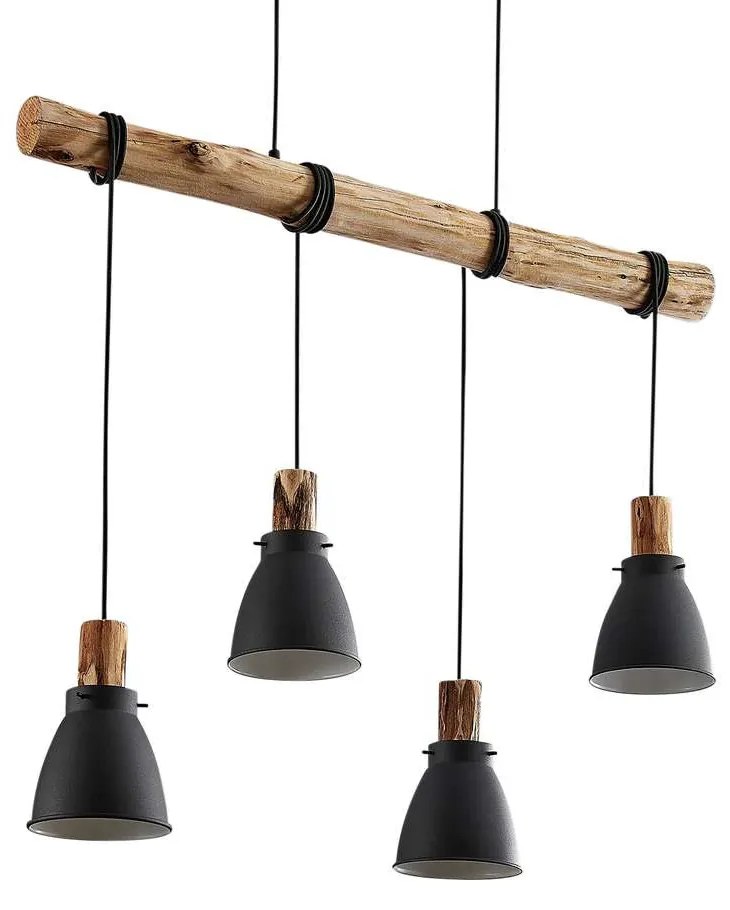 Lindby - Trebale 4 Lampada a Sospensione Nero/Quercia Lindby