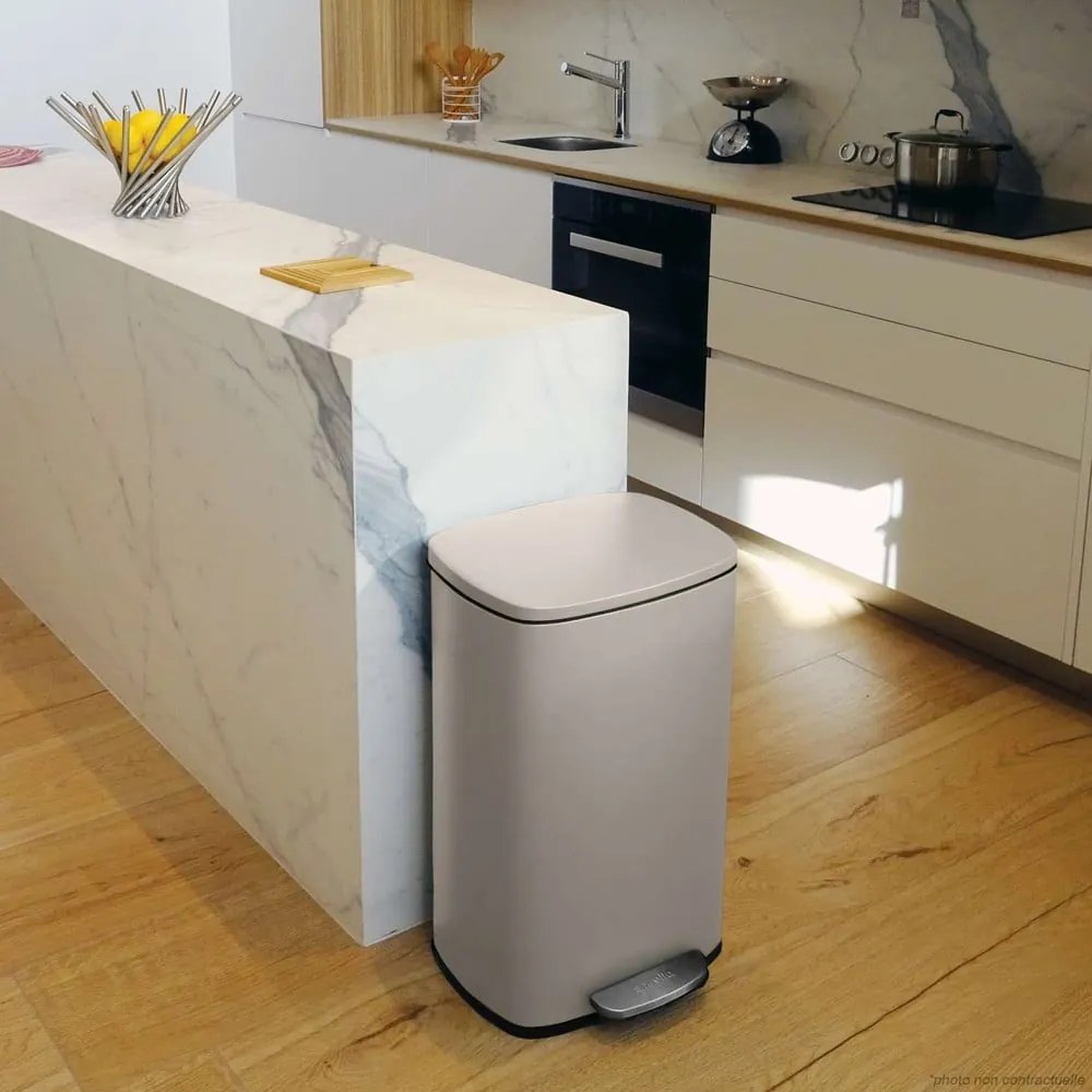 Cestino per la spazzatura grigio tortora in acciaio con pedale 50 l Akira – Spirella