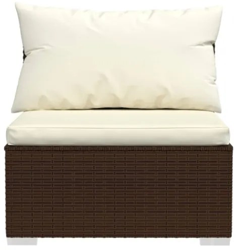 Set Divani da Giardino 13 pz con Cuscini in Polyrattan Marrone