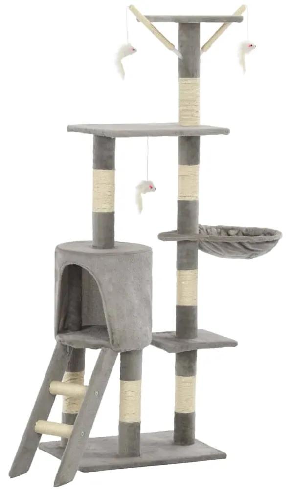 Albero per gatti con tiragraffi in sisal 138 cm grigio