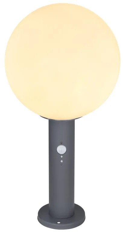 Lampione da giardino con sensore di moviemtno, Sfera H 50 cm, grigio, IP44 GLOBO