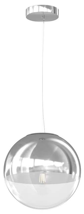 Sospensione Contemporanea Target Metallo Cromo Vetro Cromo Trasp 1 Luce E27 30Cm