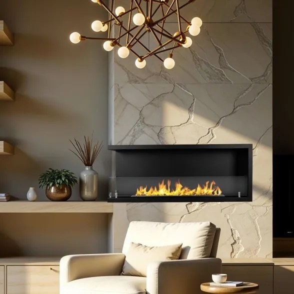 Camino a bioetanolo da incasso ad angolo biocamino angolare 120x45 cm SUTRI 120 SX