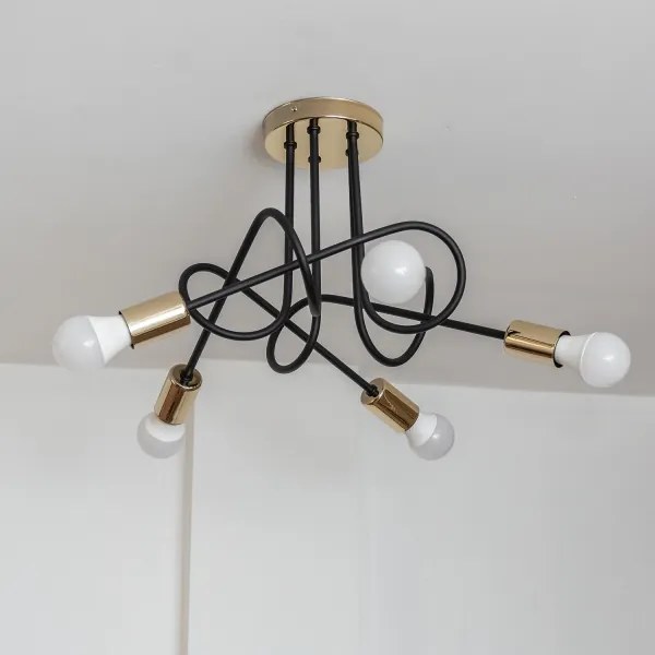 Lampadario a plafone OXFORD 5xE27/15W/230V oro/nero