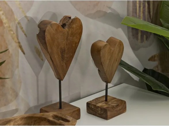 Scultura Cuore In Teak Ric. Cm 15X10X35 (Pezzi Unici - Non Rip. In Serie)
