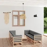 Set Divani da Giardino 9 pz con Cuscini Legno Massello di Pino cod mxl 43279