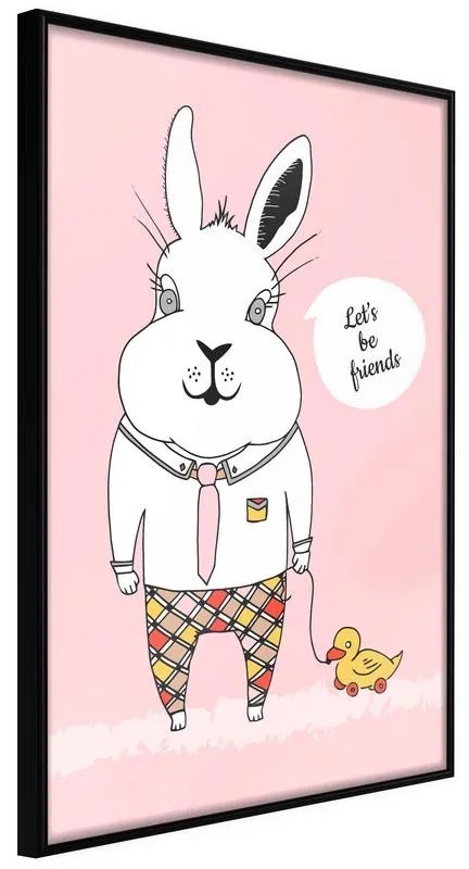 Poster  Friendly Bunny  Cornice Quadri Cornice nera, Larghezza x Altezza Home decor 30x45