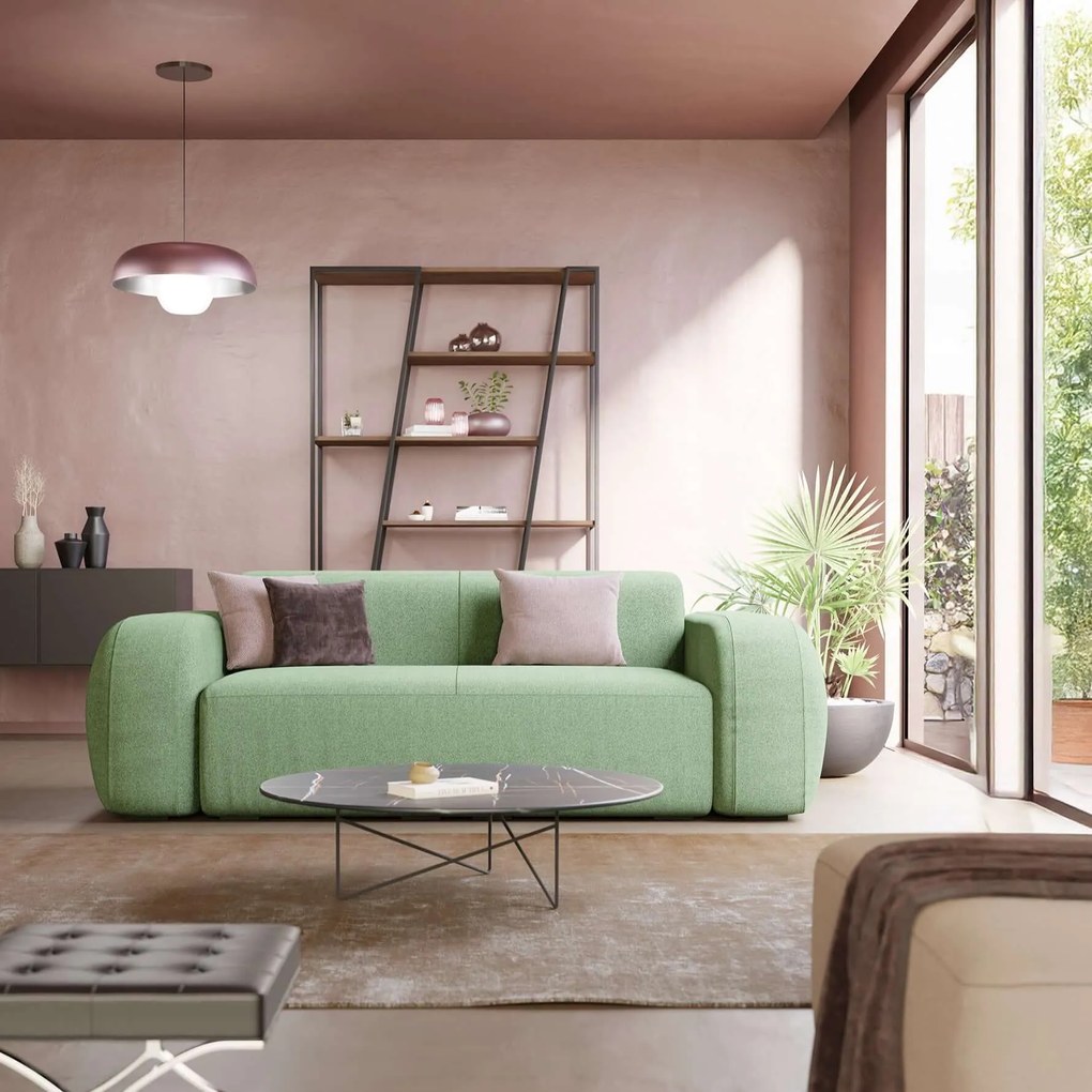 BonBon Divano modulare Lineare 220 – Seduta unica in tessuto smacchiabile T23 menta