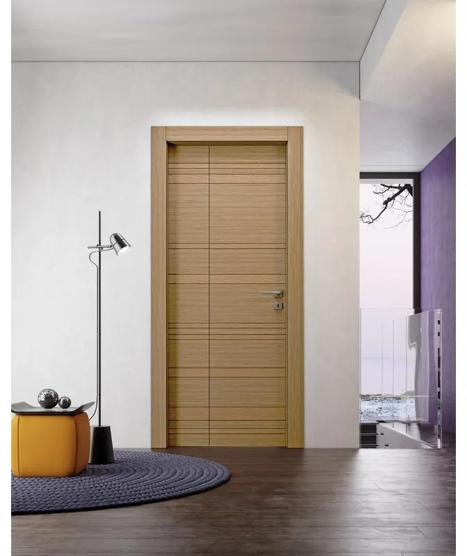 Porta pieghevole a libro asimmetrica Incanto rovere L 70 x H 210 cm destra