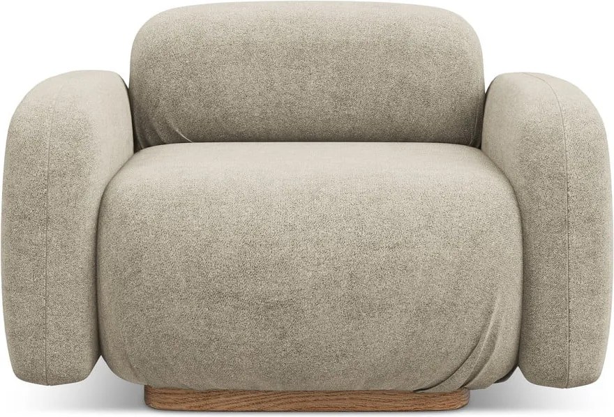 Parte divano componibile beige con rivestimento in bouclé Ailani – Makamii