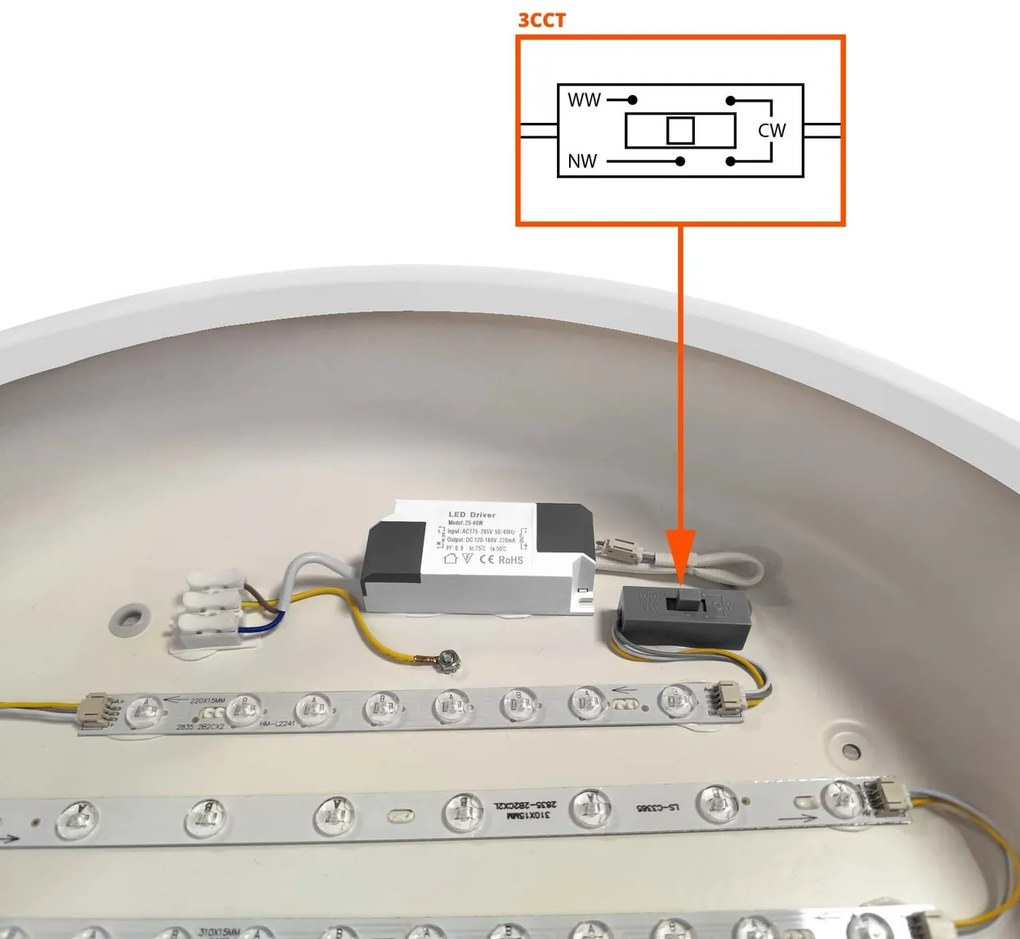 Plafoniera LED Rotonda 36W CCT Ø450mm Bianca Dimmerabile