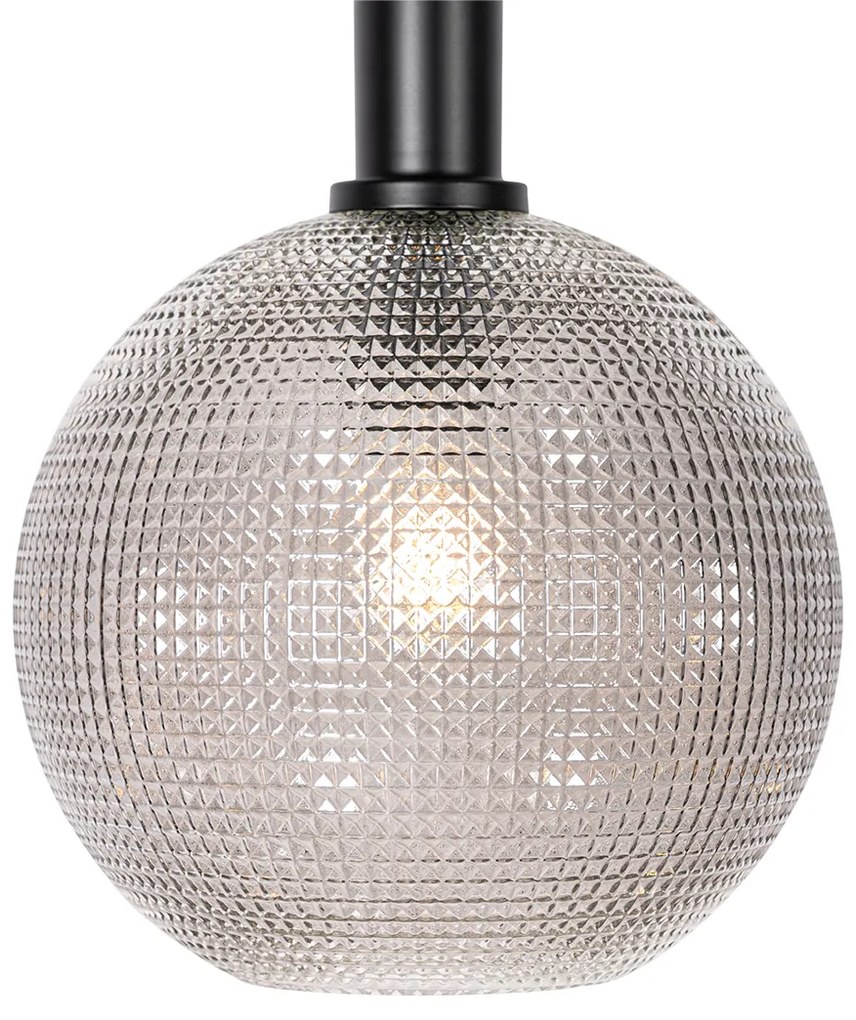 Lampada a sospensione di design nera con vetro fumé 4 luci - Chico